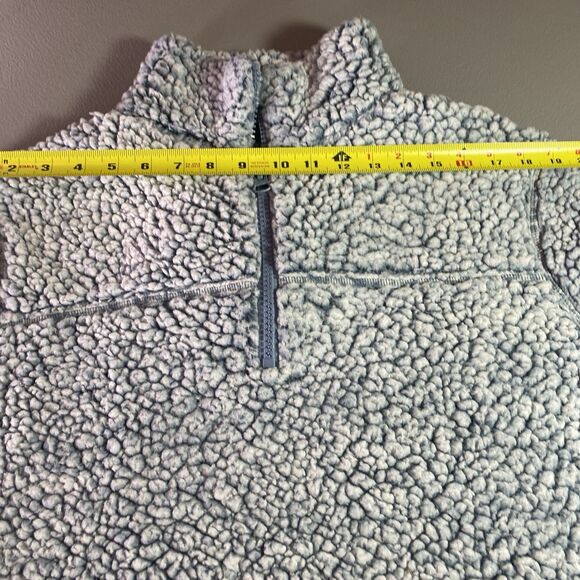 ZENANA OUTFITTERS Sherpa Fleece Pullover Sweatshirt 1/4 Zip Mock Womens L Blue - Picture 5 of 11